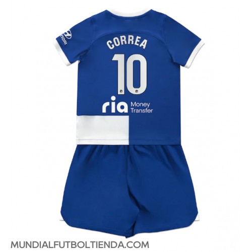 Camiseta Atletico Madrid Angel Correa #10 Segunda Equipación Replica 2023-24 para niños mangas cortas (+ Pantalones cortos)